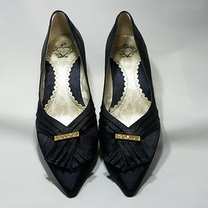 J. Renee Aurora DK Navy satin low-heel shoes